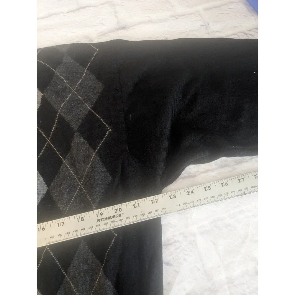Brandini Argyle Black & Gray‎ Pullover WOOL Sweater Mens XL Made in Italy